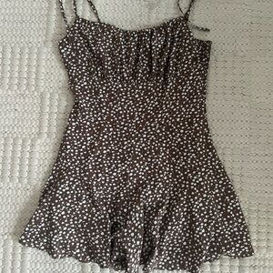 Brown Floral Romper Dress